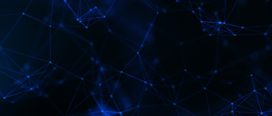 Abstract futuristic - technology with polygonal shapes on dark blue background. Design digital technology concept. 3d illustration.