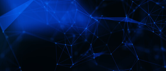 Abstract futuristic - technology with polygonal shapes on dark blue background. Design digital technology concept. 3d illustration.