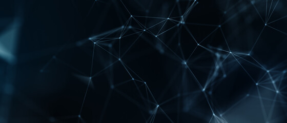 Abstract futuristic - technology with polygonal shapes on dark blue background. Design digital technology concept. 3d illustration.