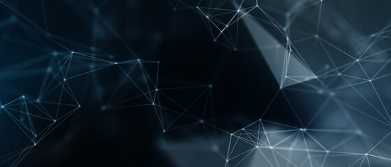 Abstract futuristic - technology with polygonal shapes on dark blue background. Design digital technology concept. 3d illustration.