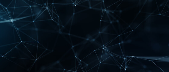 Abstract futuristic - technology with polygonal shapes on dark blue background. Design digital technology concept. 3d illustration.