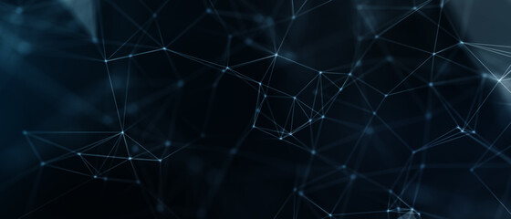 Abstract futuristic - technology with polygonal shapes on dark blue background. Design digital technology concept. 3d illustration.