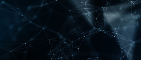 Abstract futuristic - technology with polygonal shapes on dark blue background. Design digital technology concept. 3d illustration.