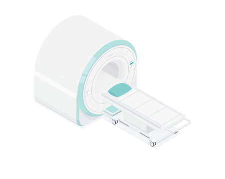 MRI - magnetic resonance imaging scan device in smart hospital medical machine isometric equipment healthcare technology isolated object  3d