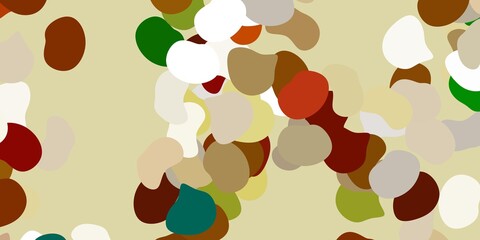 Light green, yellow vector backdrop with chaotic shapes.