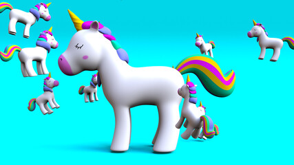Rainbow Unicorn with a Carrousel of Unicorns 