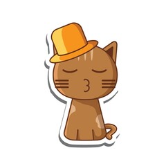 cat cartoon with hat