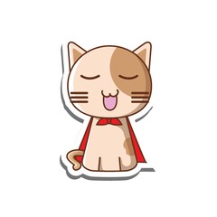happy cat cartoon with cape