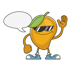 Mango fruit cartoon with sunglasses