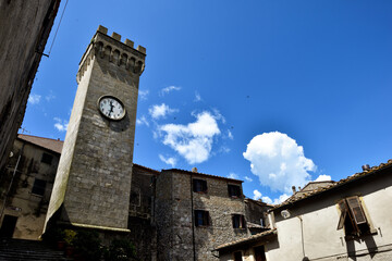 the clock tower of the church