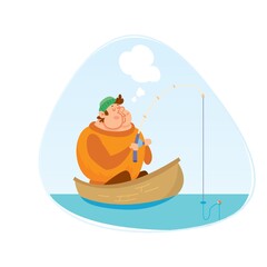 man fishing on boat with idea