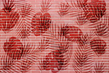 The leaf pattern on the  brick wall can be used as a background.