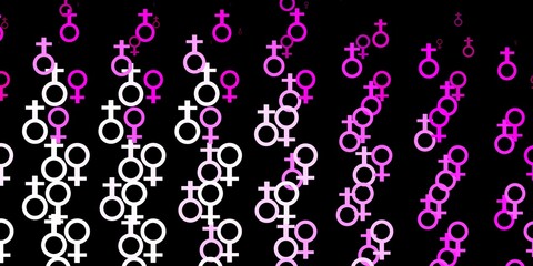 Light Pink vector texture with women's rights symbols.