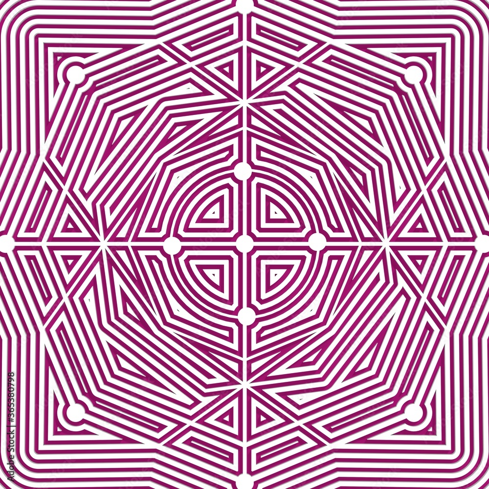 Wall mural geometry mosaic background. concentric lines. brochure or leaflet template. 3d rendering