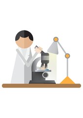 scientist using the microscope