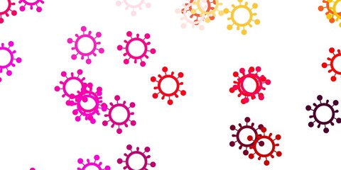 Light pink, yellow vector template with flu signs.