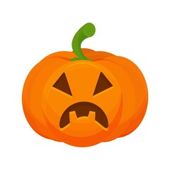 Pumpkin with scary Halloween face isolated on white background stock vector illustration. Decoration for celebration