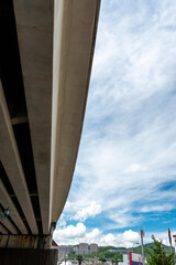 View of residence area in Takarazuka city, shot under train bridge.