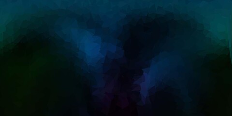 Dark blue, green vector abstract triangle backdrop.