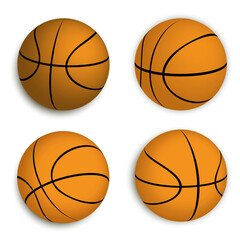 Obraz premium Basketballs balls. Sports game icon vector icon. Orange realistic team competition logo. Stock Photo.