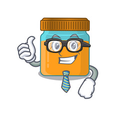 cartoon drawing of honey jar Businessman wearing glasses and tie