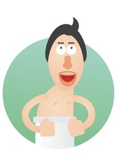 man wrapped in towel
