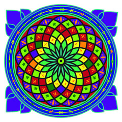 Abstract colorful floral pattern vector illustration on transparent background.