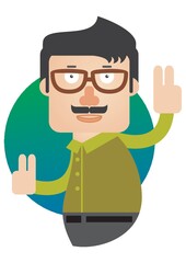 man with peace sign