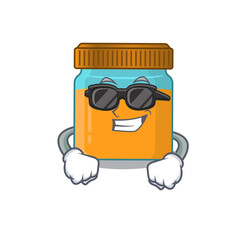 cartoon character of honey jar wearing classy black glasses