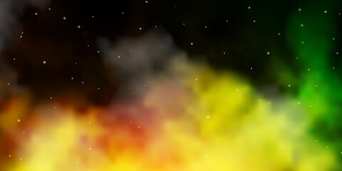 Light Green, Yellow vector background with small and big stars. Decorative illustration with stars on abstract template. Pattern for new year ad, booklets.