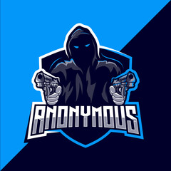 Anonymous mascot esport logo design vector