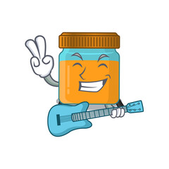 brilliant musician of honey jar cartoon design playing music with a guitar