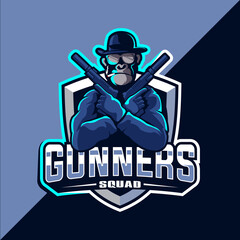Monkey with gun esport mascot logo vector © avante_speed