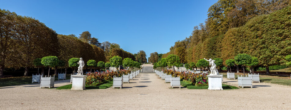 Panoramic of the Horseshoe Pond at the Parc de Saint-Cloud near Paris - France.