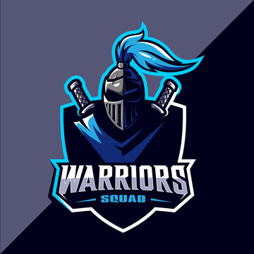 warrior esport mascot logo design vector