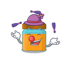 A honey jar cartoon design style succeed playing juggling