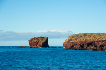 Puu Pehe, Sweetheart Rock, Hulopoe Beach, the island of Lanai, Maui, Hawaii