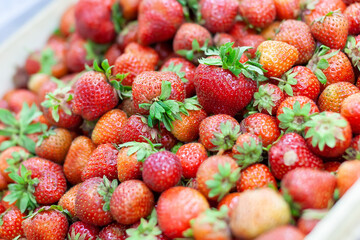 strawberries for sale, selective focus