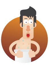 man dripping wet from shower