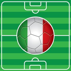 soccer ball with italian flag on field