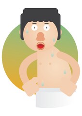 man dripping wet from shower