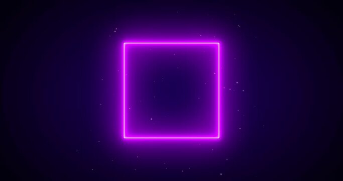 Abstract Neon pink light ultraviolet frame square background luminous banner animation