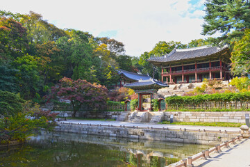 Fototapeta na wymiar Korean style palace in the garden