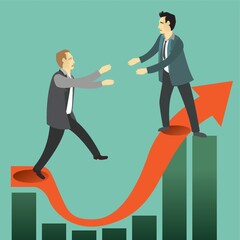 businessmen on charts