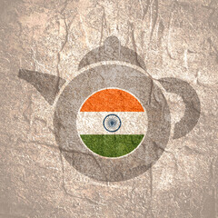 Tea emblem template and design element for tea shop, restauran. Teapot abstract illustration. Flag of the India