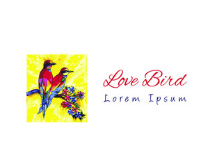 Abstract colorful love birds logo vector illustration with dummy text on white background.