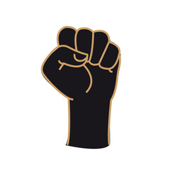 Black clenched fist. Black lives matter. Concept on the theme of racism. Stop racism. The image of protesting people, equality. Flat style