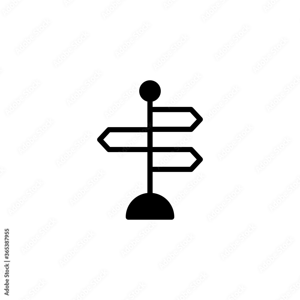 Sticker Signpost icon in black flat glyph, filled style isolated on white background