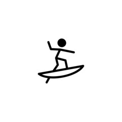Surfing icon in black flat glyph, filled style isolated on white background