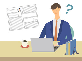 履歴書　転職活動　就職活動　ベクターイラスト
